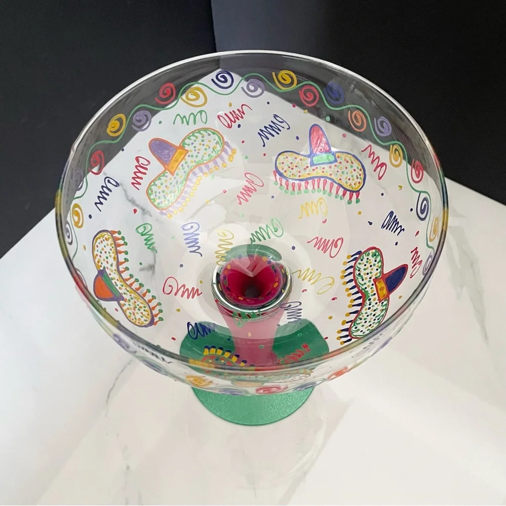 Jumbo Smithereens Margarita Glass Painted by Vikki